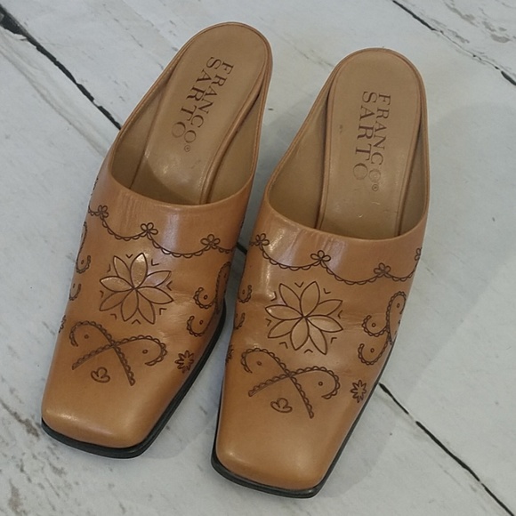 franco sarto cheetah mules